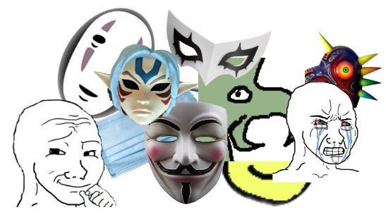 Collage of ten masks from memes and culture
