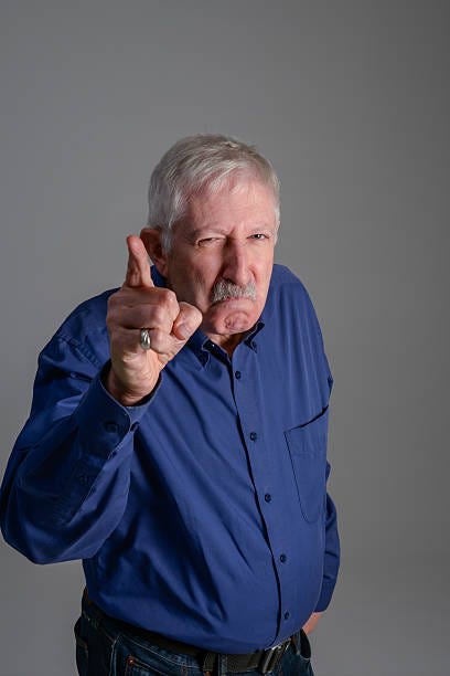 Angry Senior Man Wagging Finger Stock Photo - Download Image Now - Finger  Wagging, Grumpy Old Man, Senior Adult - iStock