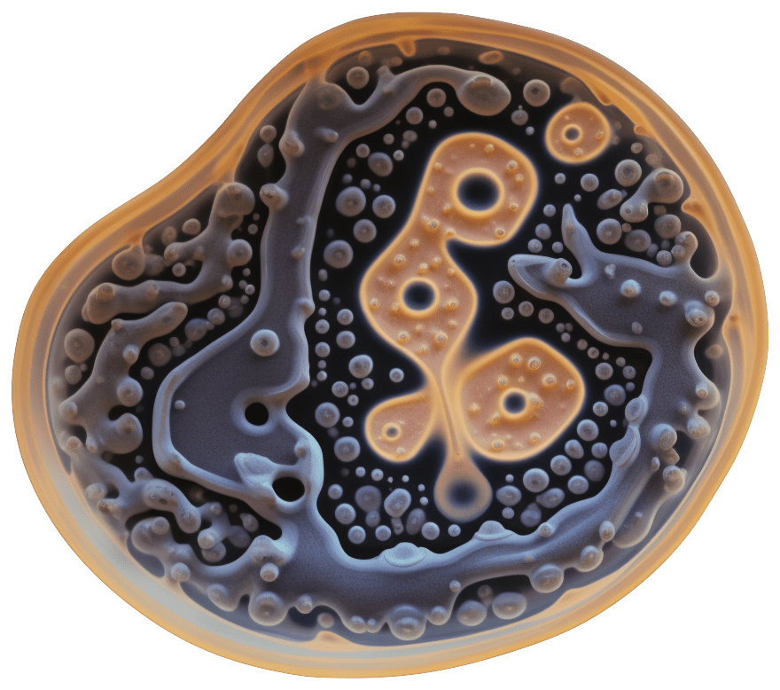 AI generated image: microscope view of a amoeba