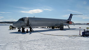 Scandinavian Airlines (SAS) airplane on Kiruna...