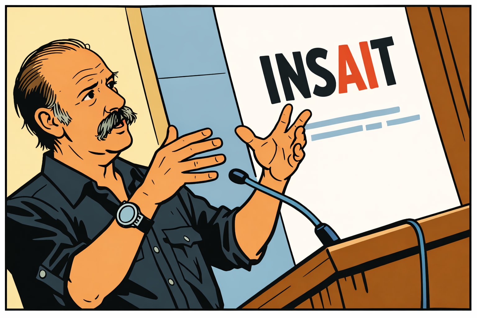 Computer scientist and formal methods expert Moshe Vardi, rendered in the style of Tintin.