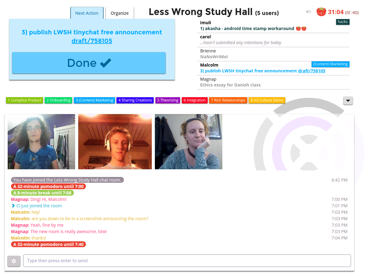 a screenshot of the lesswrong study hall