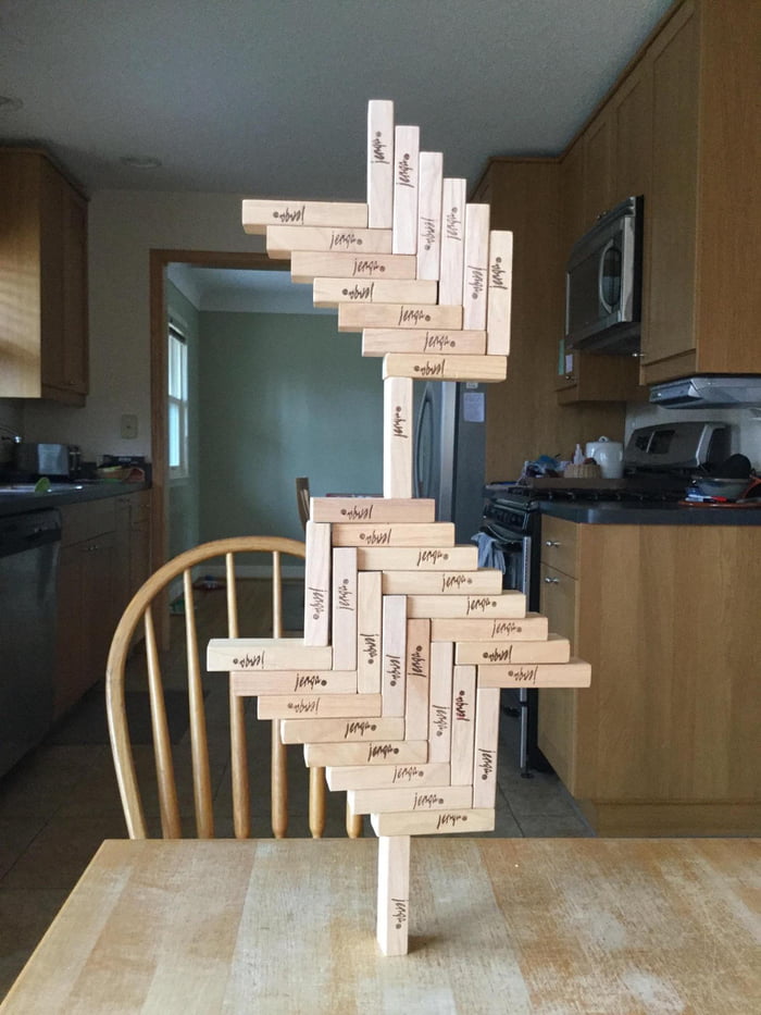 A jenga structure I made. It was pretty easy. - 9GAG