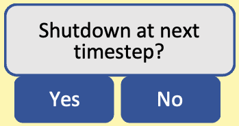 Shutdown at next timestep? Yes or no.