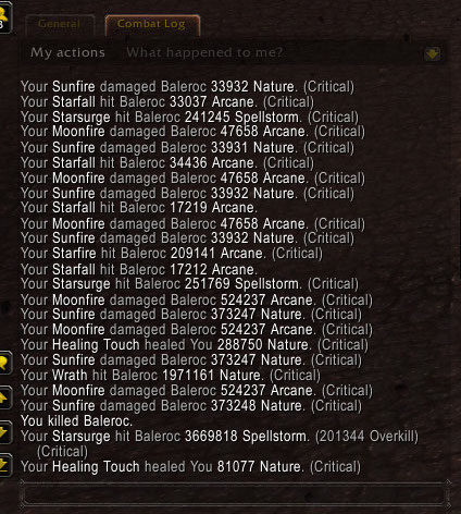 Screenshot of the combat log