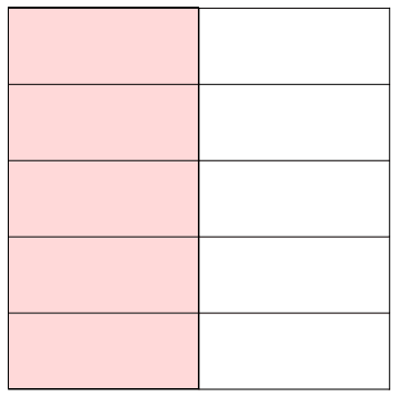 Square divided into tenths, one half indicated