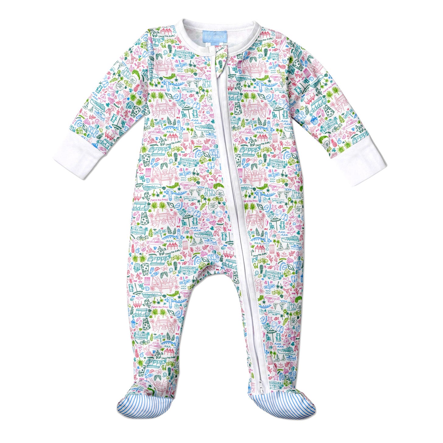 Palm Beach Baby Zip Baby Onesie | Joy Street Kids Palm Beach - Worth Avenue Multi / 12-18M