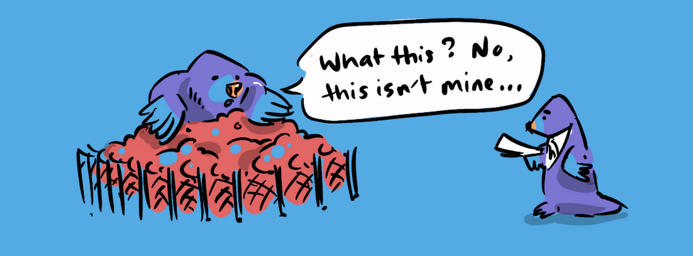 A mole on a molehill claiming to a tax collector that it doesn't belong to him