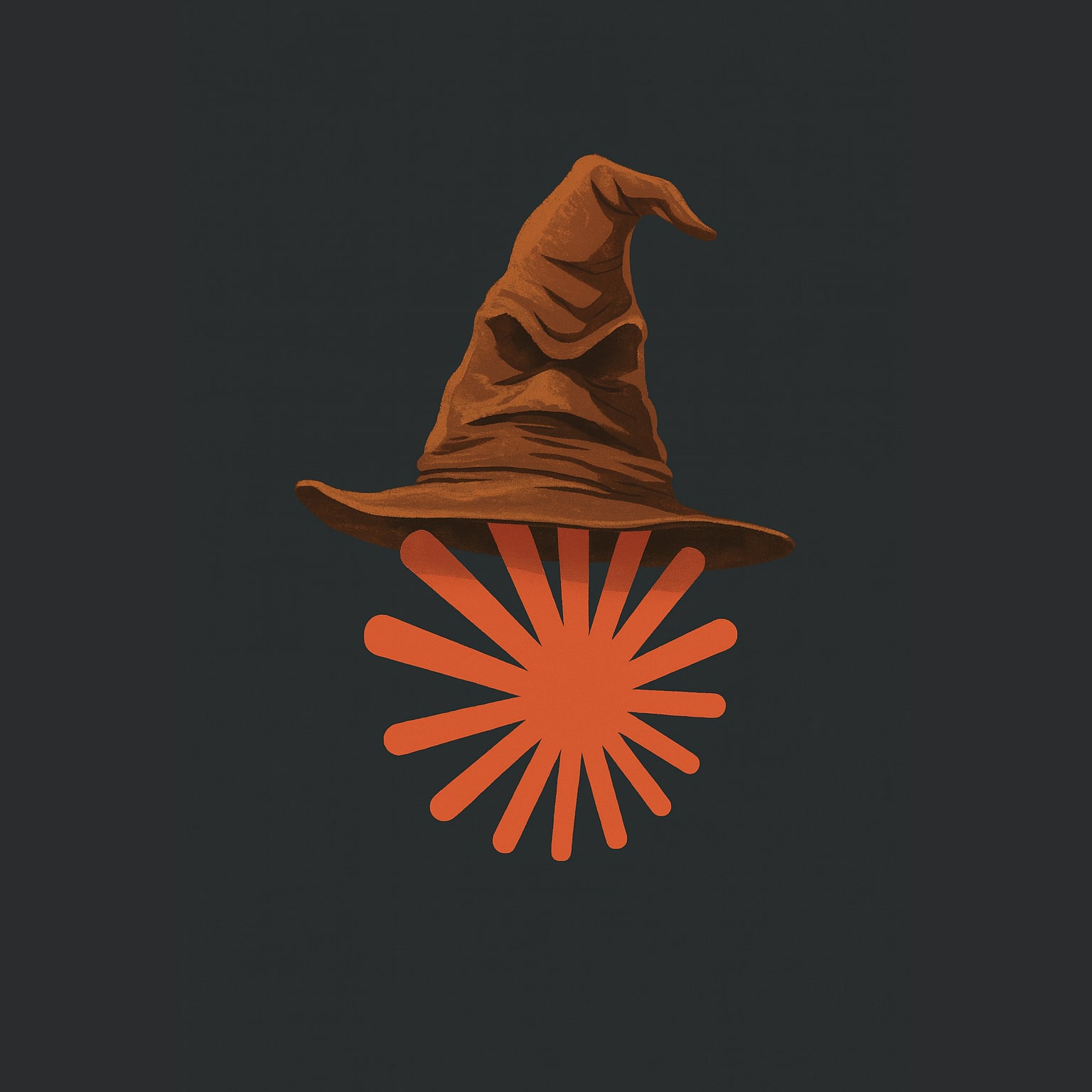 The claude logo wearing a sorting hat