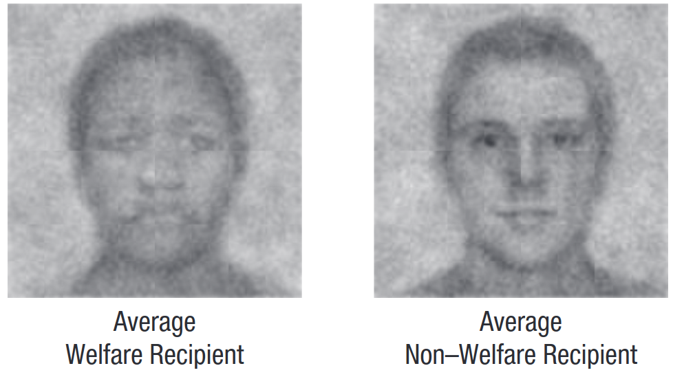 The welfare recipients look like a tired African-American, the non-welfare recipients looks like the Employee of the Month