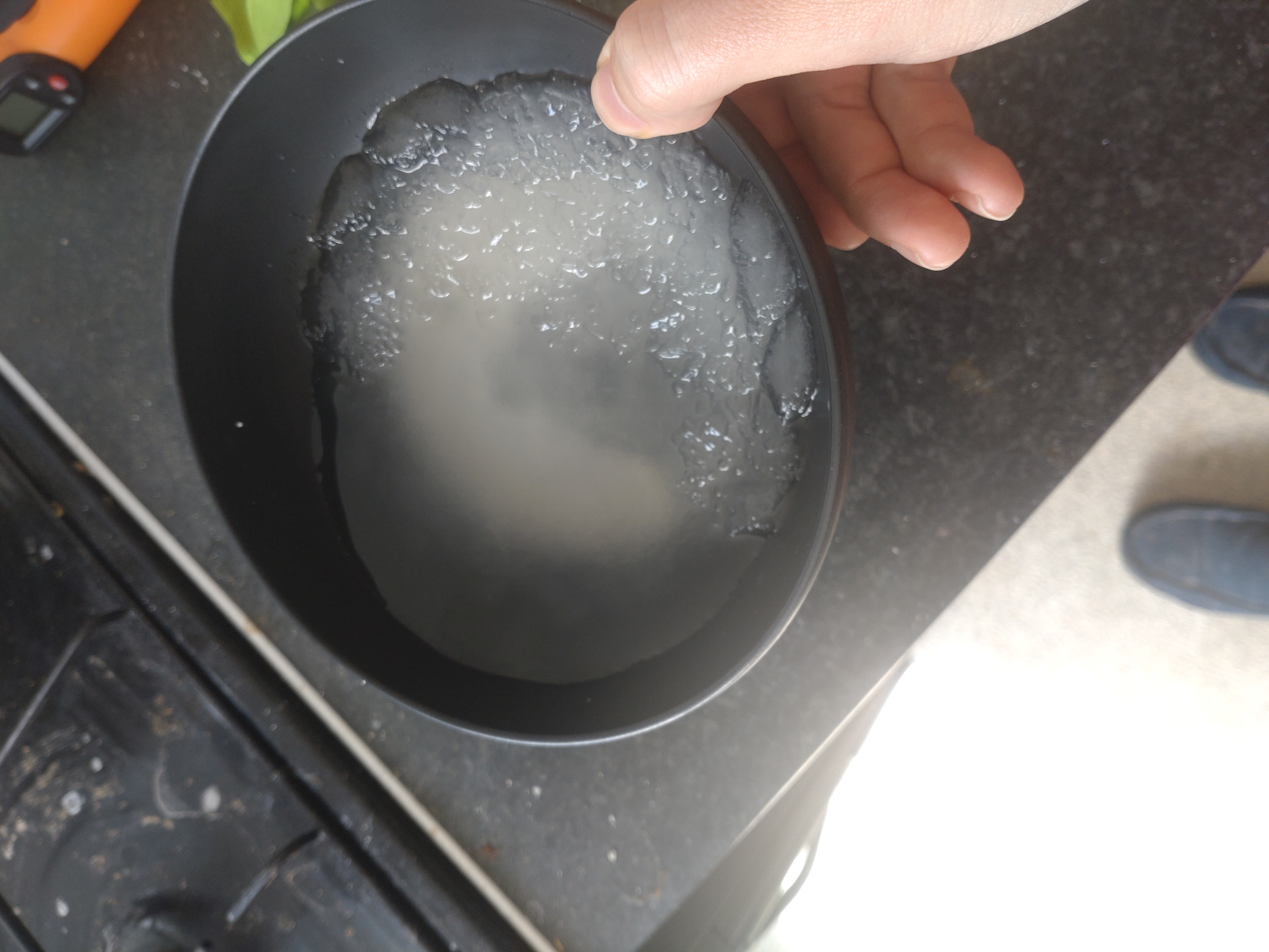 mostly frozen substance