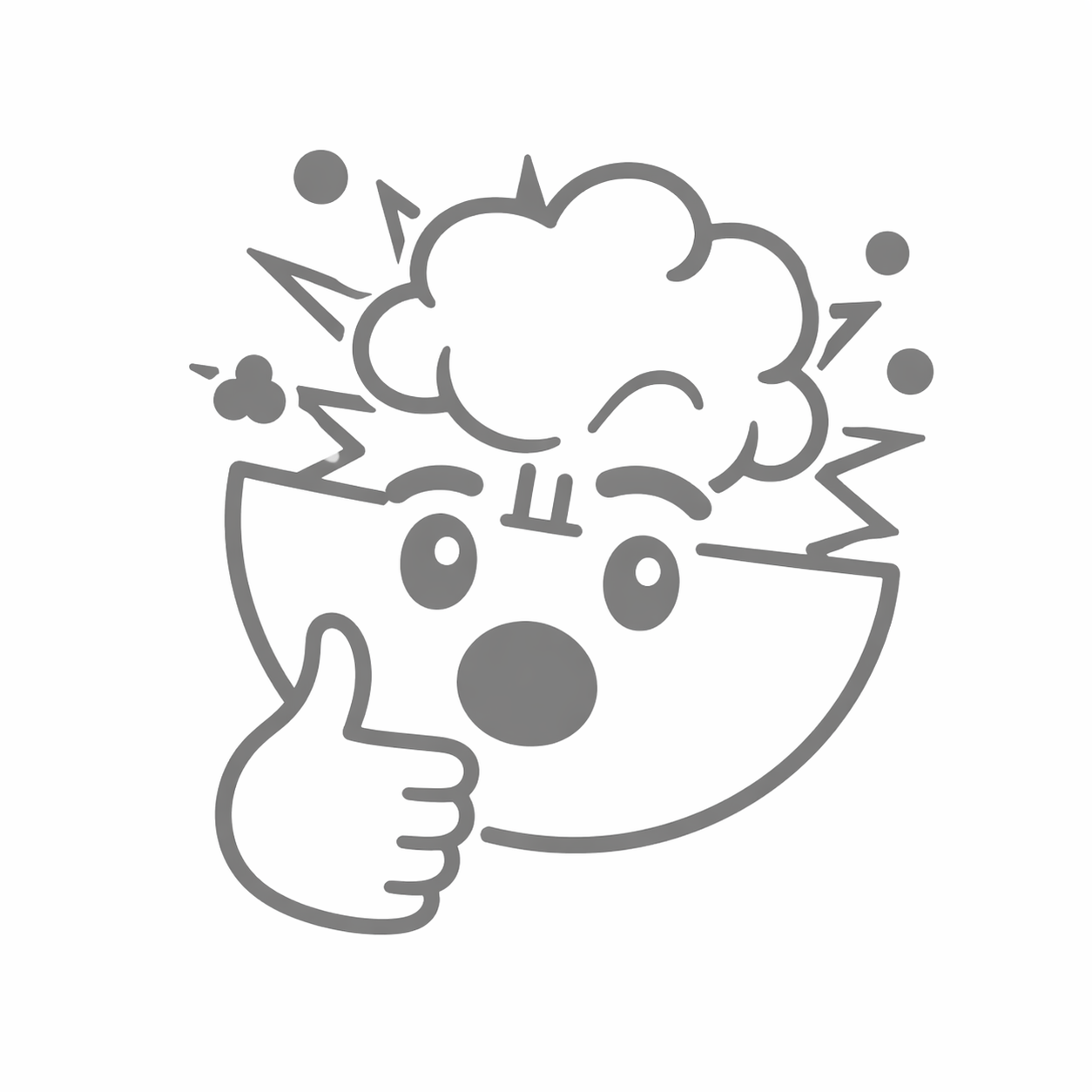 Exploding head in exasperation, with a thumbs up