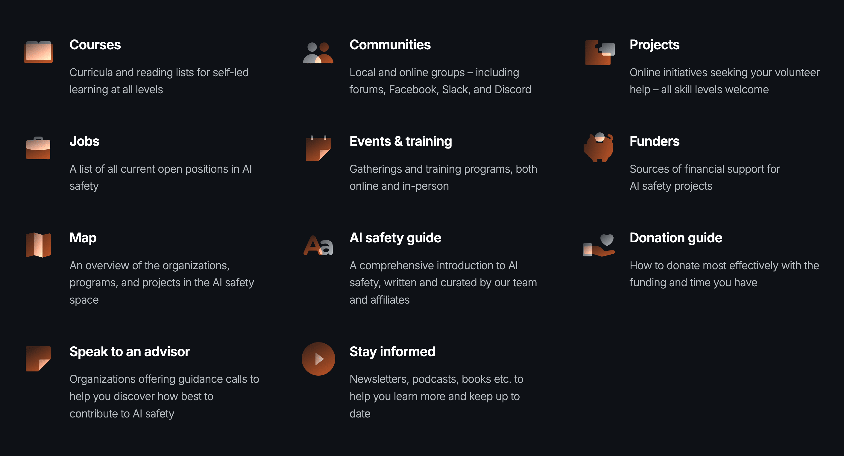 List of resources on AISafety.com