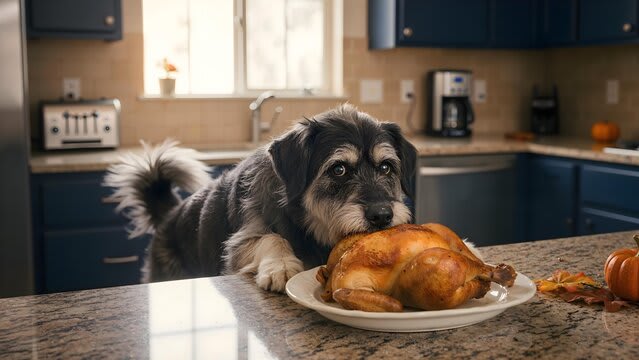 Guilty Dog stealing food