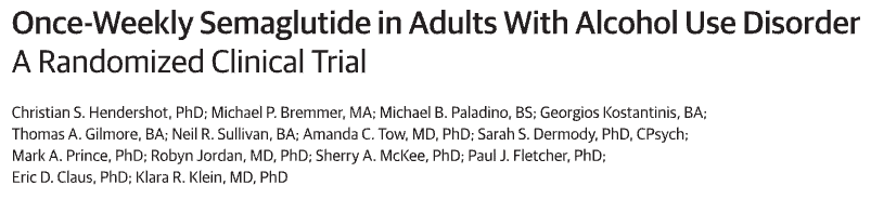 Once-Weekly Semaglutide in Adults With Alcohol Use Disorder: A Randomized Clinical Trial