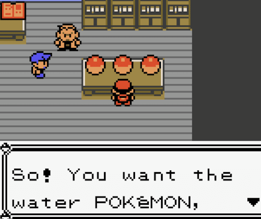 Choosing your starter Pokemon.