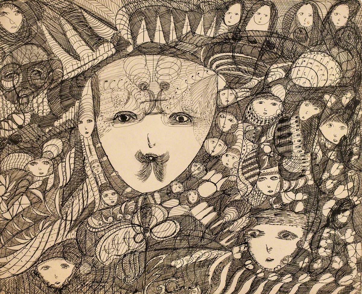 Faces, Madge Gill, 1920–1960. Newham Archives and Local Studies Library