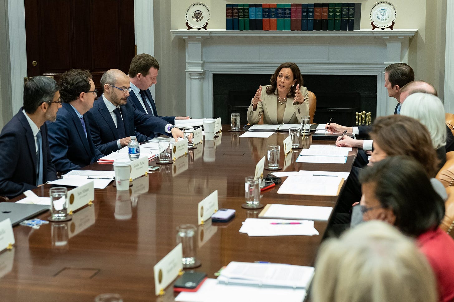 Vice President Kamala Harris convenes with CEOs in the White House.