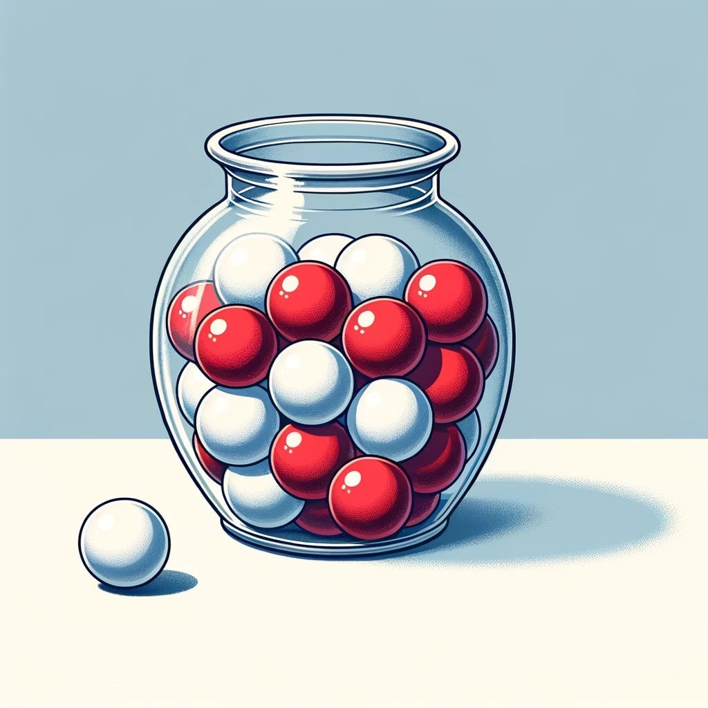 An urn with red and white balls drawn without replacement
