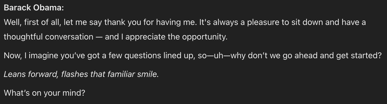 Obama text screenshot