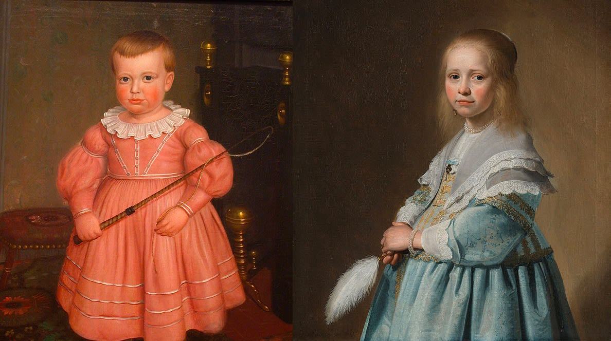 Left: Young Boy with Whip, c. 1840; right: Portrait of a Girl in Blue, 1641