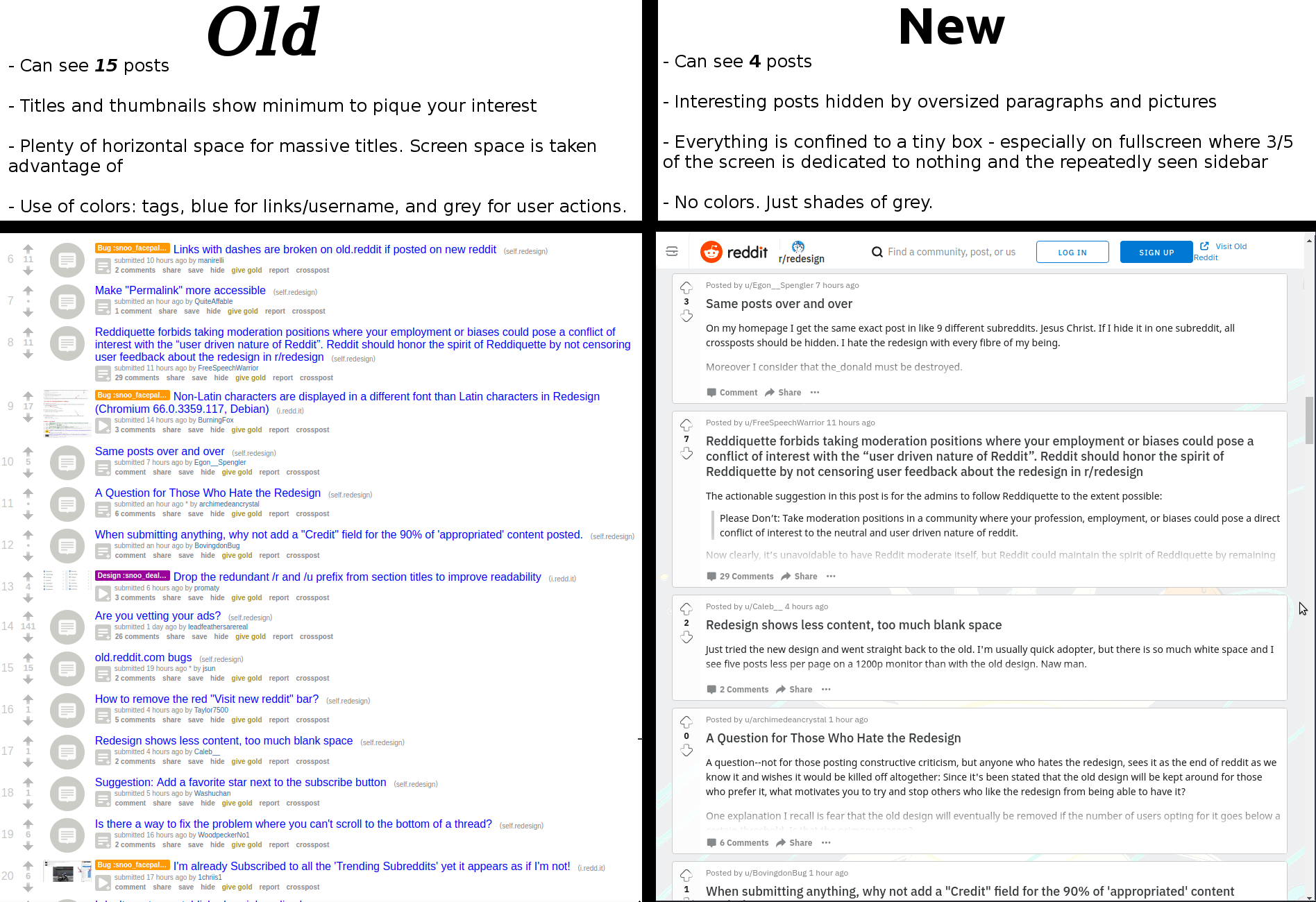 Simple Comparison of Old and New : r/redesign
