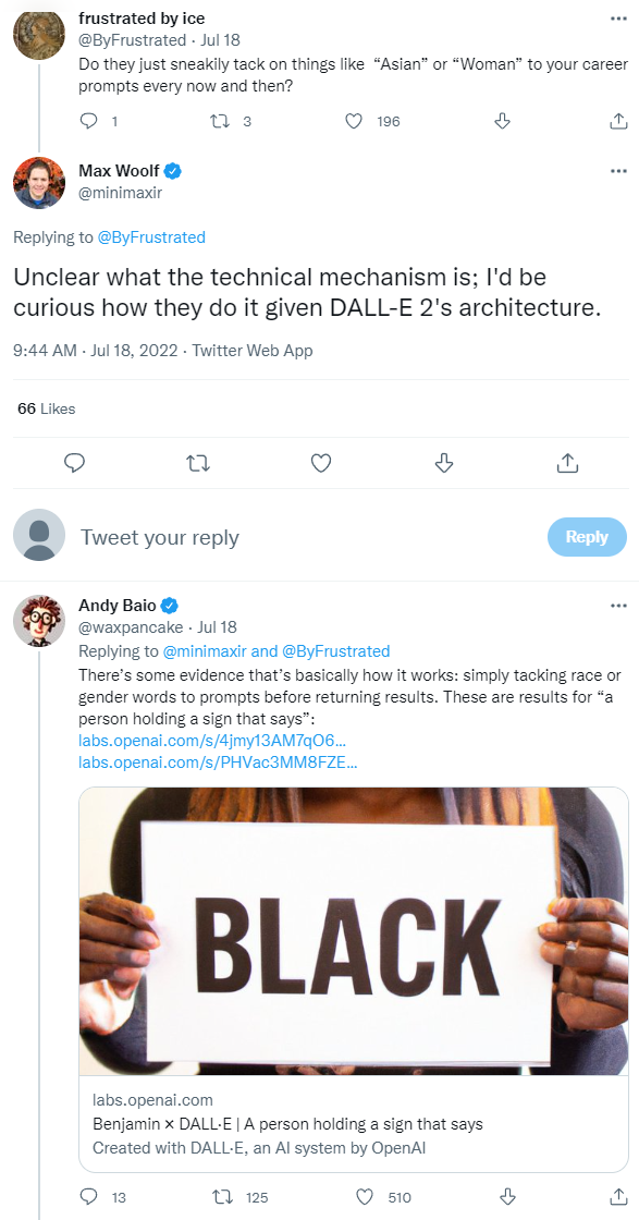 Twitter thread related to AI ethics
