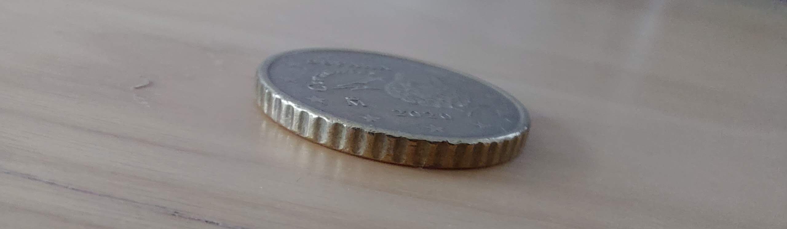reeded edge of a 50c euro coin
